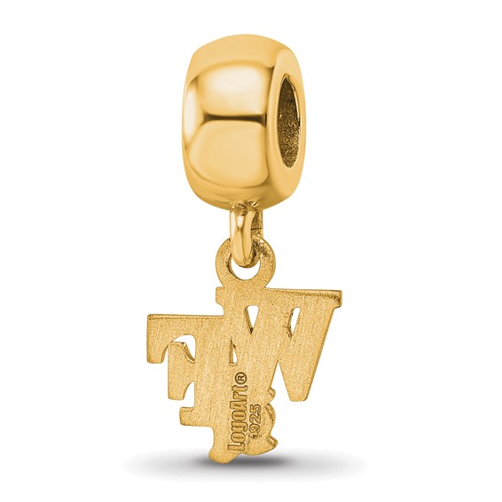 Sterling Silver Gold-plated LogoArt Wake Forest University W-F Deacon Extra Small Dangle Bead Charm
