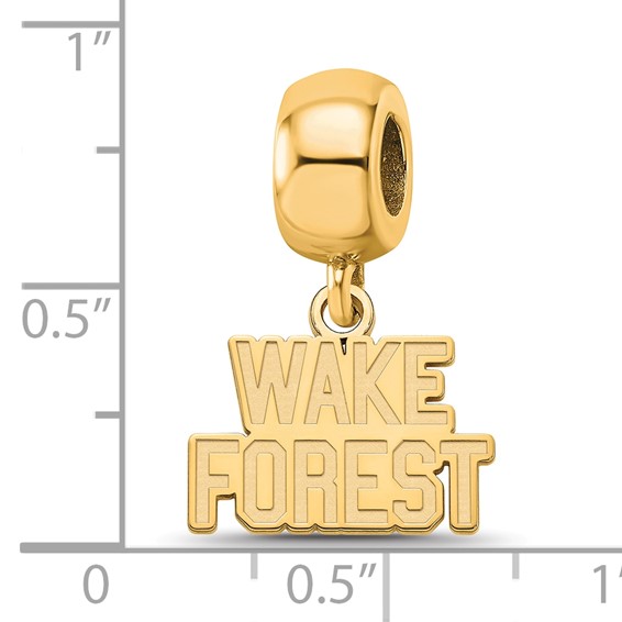 Sterling Silver Gold-plated LogoArt Wake Forest University W-F Deacon Extra Small Dangle Bead Charm