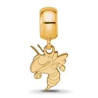 Sterling Silver Gold-plated LogoArt Georgia Institute of Technology Yellow Jacket Small Dangle Bead Charm view 4
