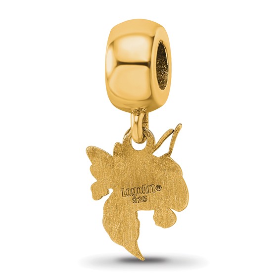Sterling Silver Gold-plated LogoArt Georgia Institute of Technology Yellow Jacket Small Dangle Bead Charm