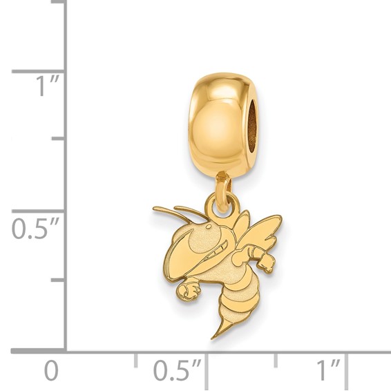 Sterling Silver Gold-plated LogoArt Georgia Institute of Technology Yellow Jacket Small Dangle Bead Charm