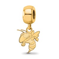 Sterling Silver Gold-plated LogoArt Georgia Institute of Technology Yellow Jacket Small Dangle Bead Charm view 1
