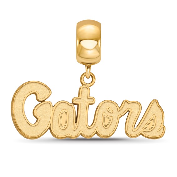 Sterling Silver Gold-plated LogoArt University of Florida Gators Script Small Dangle Bead Charm