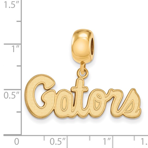 Sterling Silver Gold-plated LogoArt University of Florida Gators Script Small Dangle Bead Charm