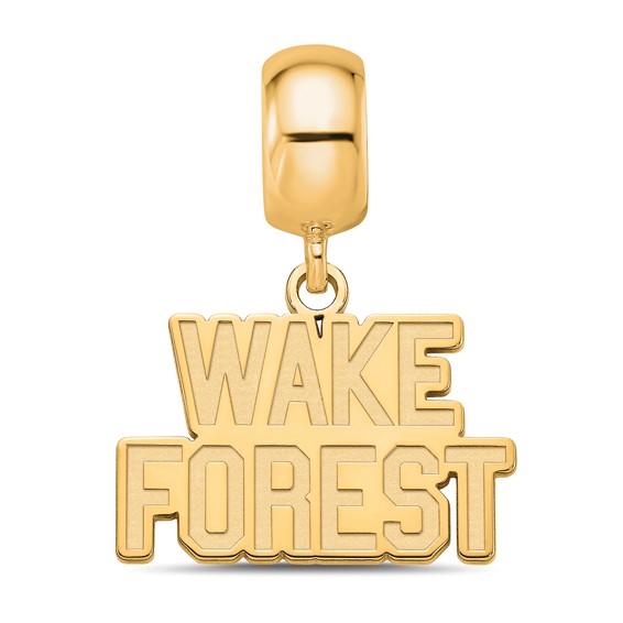 Sterling Silver Gold-plated LogoArt Wake Forest University W-F Deacon Small Dangle Bead