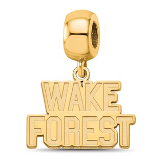 Sterling Silver Gold-plated LogoArt Wake Forest University W-F Deacon Small Dangle Bead
