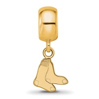 Sterling Silver Gold Plated Major League Baseball LogoArt Boston Red Sox Extra Small Dangle Bead view 3
