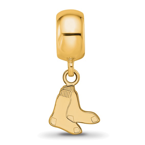 Sterling Silver Gold Plated Major League Baseball LogoArt Boston Red Sox Extra Small Dangle Bead