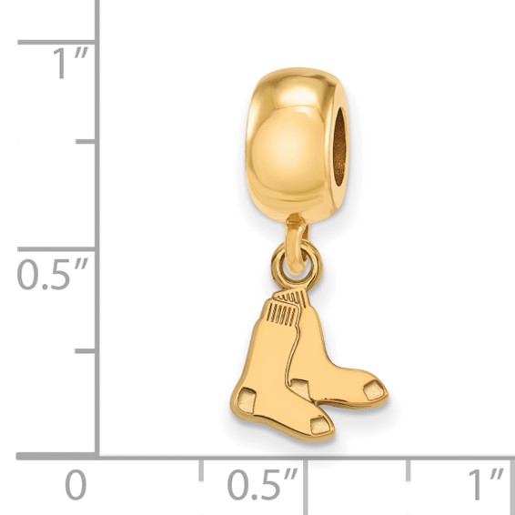 Sterling Silver Gold Plated Major League Baseball LogoArt Boston Red Sox Extra Small Dangle Bead