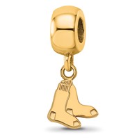 Sterling Silver Gold Plated Major League Baseball LogoArt Boston Red Sox Extra Small Dangle Bead view 1