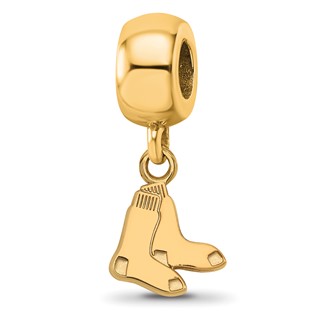 Sterling Silver Gold Plated Major League Baseball LogoArt Boston Red Sox Extra Small Dangle Bead