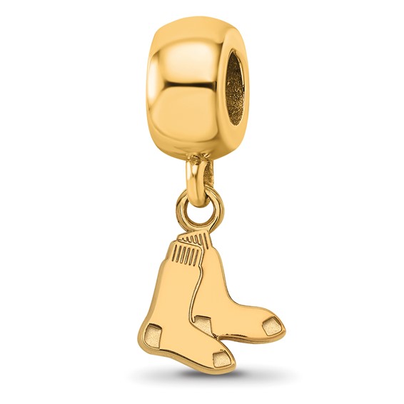 Sterling Silver Gold Plated Major League Baseball LogoArt Boston Red Sox Extra Small Dangle Bead