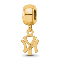 Sterling Silver Gold Plated Major League Baseball LogoArt New York Yankees N-y Dangle Bead view 5