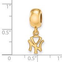 Sterling Silver Gold Plated Major League Baseball LogoArt New York Yankees N-y Dangle Bead view 3