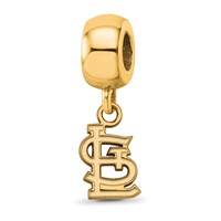 Sterling Silver Gold Plated Major League Baseball LogoArt St. Louis Cardinals St. L Dangle Bead view 1