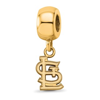 Sterling Silver Gold Plated Major League Baseball LogoArt St. Louis Cardinals St. L Dangle Bead