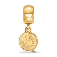Sterling Silver Gold-plated LogoArt Florida State University Seminole Extra Small Dangle Bead Charm view 3