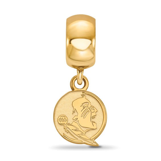 Sterling Silver Gold-plated LogoArt Florida State University Seminole Extra Small Dangle Bead Charm
