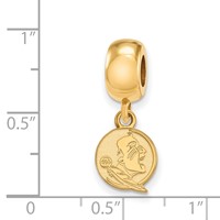 Sterling Silver Gold-plated LogoArt Florida State University Seminole Extra Small Dangle Bead Charm view 2