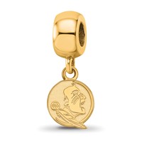 Sterling Silver Gold-plated LogoArt Florida State University Seminole Extra Small Dangle Bead Charm view 1
