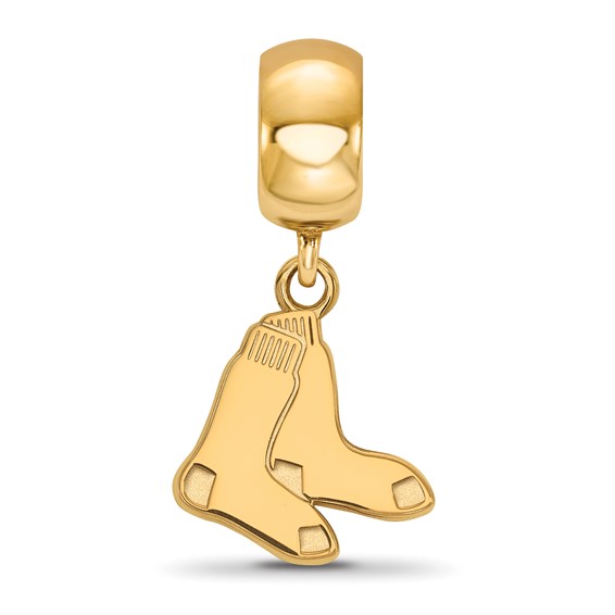 Sterling Silver Gold Plated Major League Baseball LogoArt Boston Red Sox Small Dangle Bead