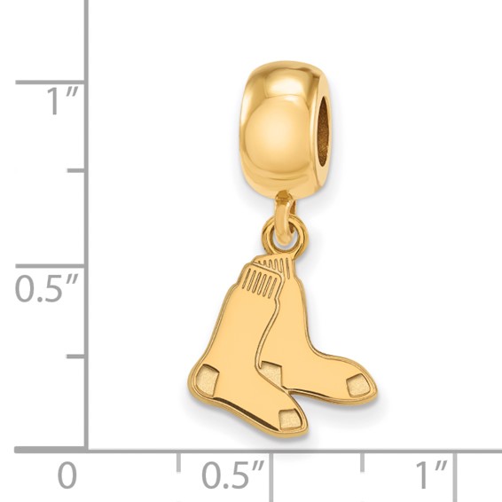 Sterling Silver Gold Plated Major League Baseball LogoArt Boston Red Sox Small Dangle Bead