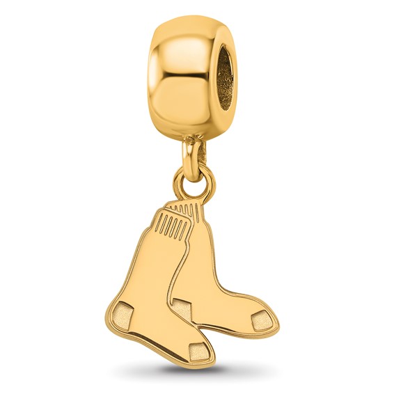 Sterling Silver Gold Plated Major League Baseball LogoArt Boston Red Sox Small Dangle Bead