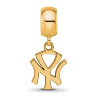 Sterling Silver Gold Plated Major League Baseball LogoArt New York Yankees N-y Dangle Bead view 4