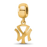 Sterling Silver Gold Plated Major League Baseball LogoArt New York Yankees N-y Dangle Bead view 5
