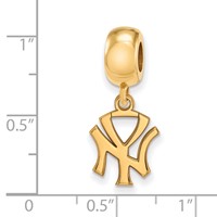 Sterling Silver Gold Plated Major League Baseball LogoArt New York Yankees N-y Dangle Bead view 3