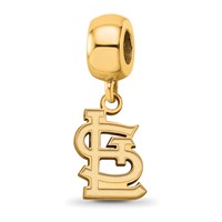 Sterling Silver Gold Plated Major League Baseball LogoArt St. Louis Cardinals St. L Dangle Bead view 1