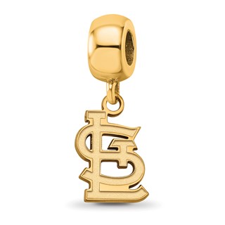 Sterling Silver Gold Plated Major League Baseball LogoArt St. Louis Cardinals St. L Dangle Bead
