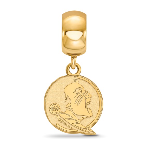 Sterling Silver Gold-plated LogoArt Florida State University Seminole Small Dangle Bead Charm