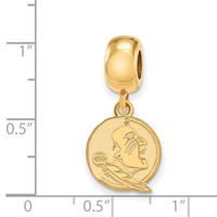 Sterling Silver Gold-plated LogoArt Florida State University Seminole Small Dangle Bead Charm view 2