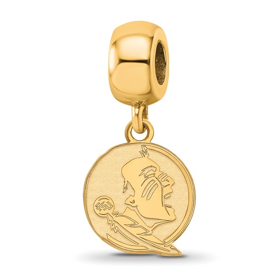 Sterling Silver Gold-plated LogoArt Florida State University Seminole Small Dangle Bead Charm