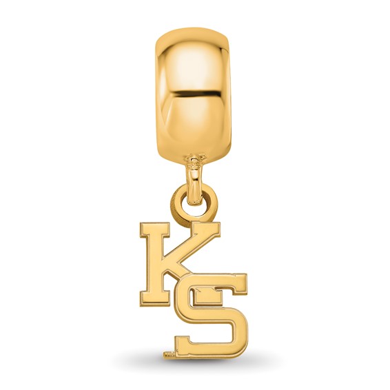 Sterling Silver Gold-plated LogoArt Kansas State University K-S Extra Small Dangle Bead Charm