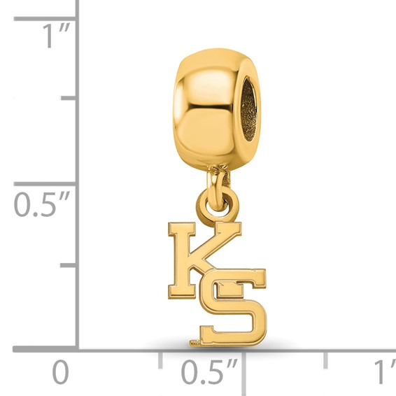 Sterling Silver Gold-plated LogoArt Kansas State University K-S Extra Small Dangle Bead Charm