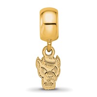 Sterling Silver Gold-plated LogoArt North Carolina State University Wolf Extra Small Dangle Bead Charm view 4