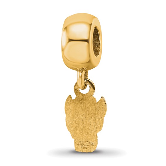 Sterling Silver Gold-plated LogoArt North Carolina State University Wolf Extra Small Dangle Bead Charm