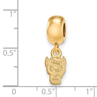 Sterling Silver Gold-plated LogoArt North Carolina State University Wolf Extra Small Dangle Bead Charm view 3