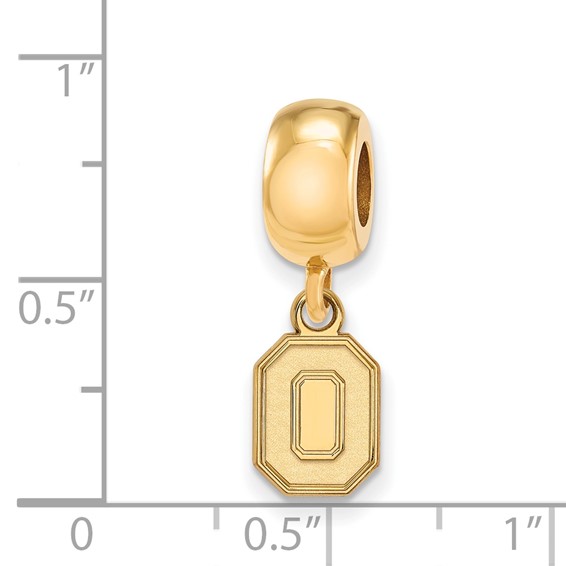 Sterling Silver Gold-plated LogoArt The Ohio State University Letter O Extra Small Dangle Bead Charm