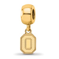 Sterling Silver Gold-plated LogoArt the Ohio State University Letter O Extra Small Dangle Bead Charm view 1