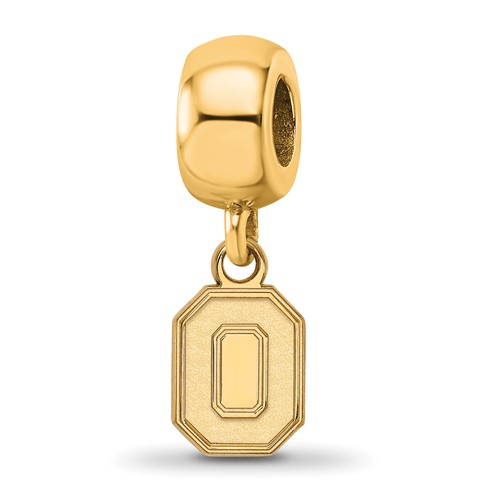 Sterling Silver Gold-plated LogoArt the Ohio State University Letter O Extra Small Dangle Bead Charm