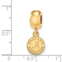Sterling Silver Gold-plated LogoArt University of Alabama Crimson Tide Extra Small Dangle Bead Charm view 3