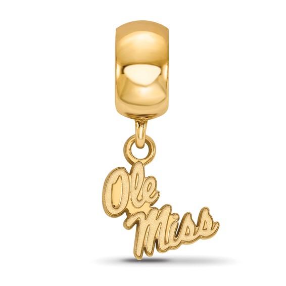 Sterling Silver Gold-plated LogoArt University of Mississippi Ole Miss Extra Small Dangle Bead Charm