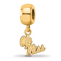 Sterling Silver Gold-plated LogoArt University of Mississippi Ole Miss Extra Small Dangle Bead Charm view 1