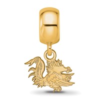 Sterling Silver Gold-plated LogoArt University of South Carolina Gamecock Extra Small Dangle Bead Charm view 4