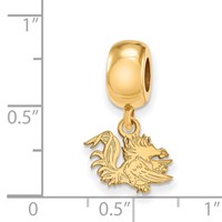 Sterling Silver Gold-plated LogoArt University of South Carolina Gamecock Extra Small Dangle Bead Charm view 3