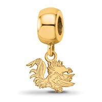 Sterling Silver Gold-plated LogoArt University of South Carolina Gamecock Extra Small Dangle Bead Charm view 1
