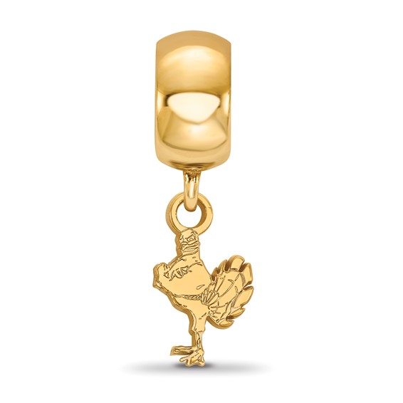 Sterling Silver Gold-plated LogoArt Virginia Tech HokieBird Extra Small Dangle Bead Charm